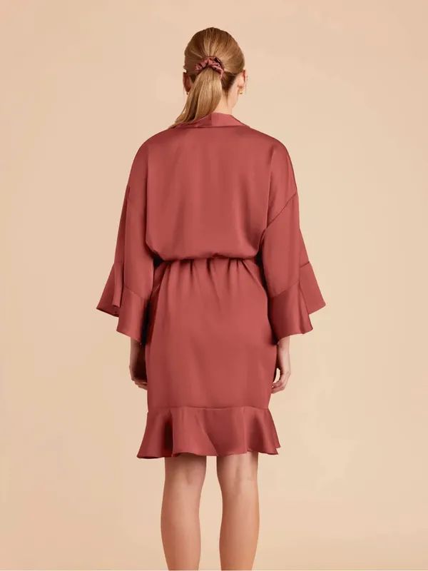 Birdy Grey Matte Satin Wrap Robe in Auburn, XS/S - Image 6