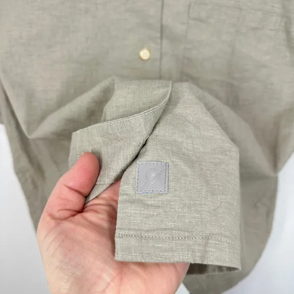 Fundamental Coast Linen Blend Short Sleeve Button Up Shirt Camp Top Beige Size S - Image 6