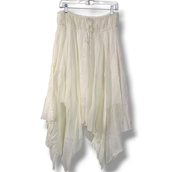 Free People FP One Bohemian Fairy Kaia Asymmetrical Midi Skirt Ivory Large NWT - Image 5