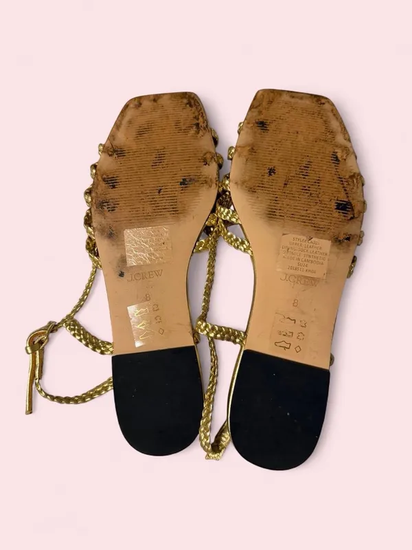 J. Crew Gold Braided-Strap Square-Toe Sandals - Image 6