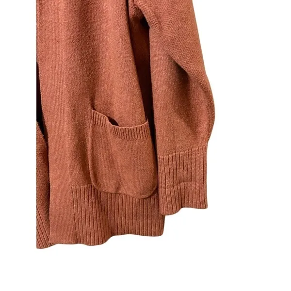 a new day Salmon/Orange Open Front Cardigan Sweater w/ Pockets - Image 5