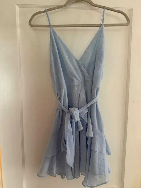 Hello Molly Tie Blue Mini Dress - Image 3
