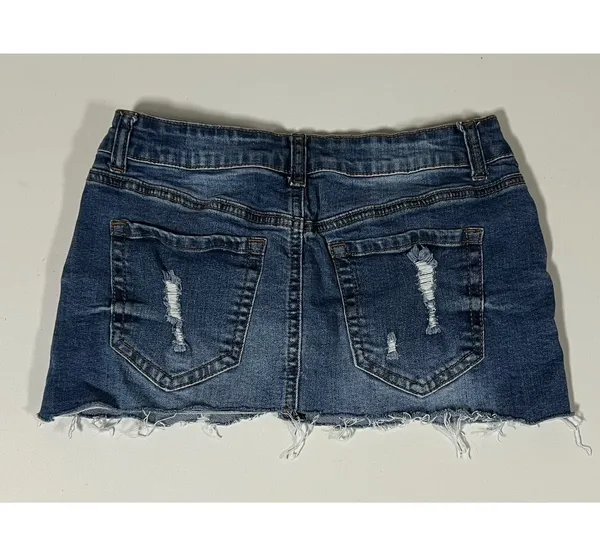 Wax Jean Blue Denim Distressed Bodycon Mini Skirt Bottoms Size S 💙✨ - Image 4