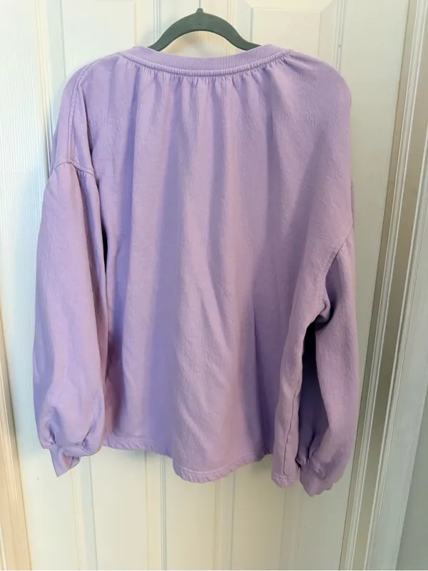 aerie Lavender Pullover V-Neck Drawstring Long Sleeve - Image 5