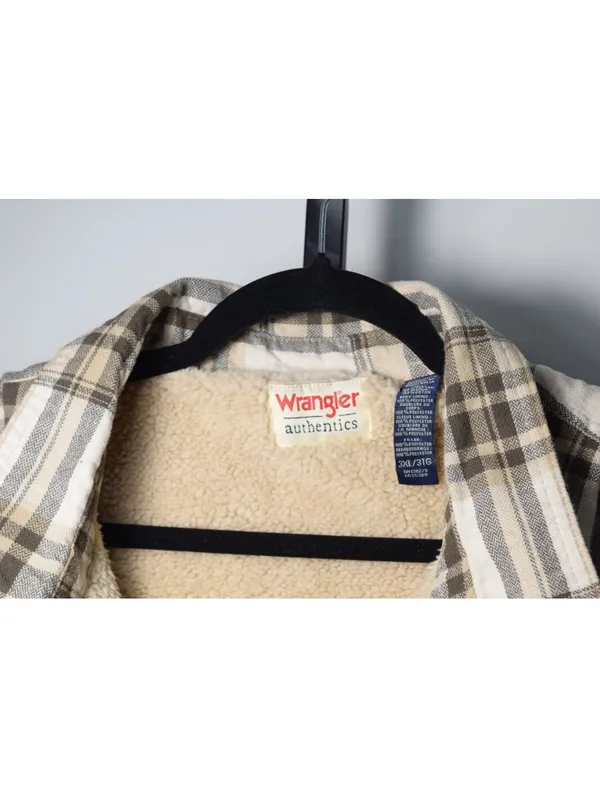 Wrangler Authentics Plaid Sherpa Lined Flannel Shirt Jacket Men's 3XL - Image 3