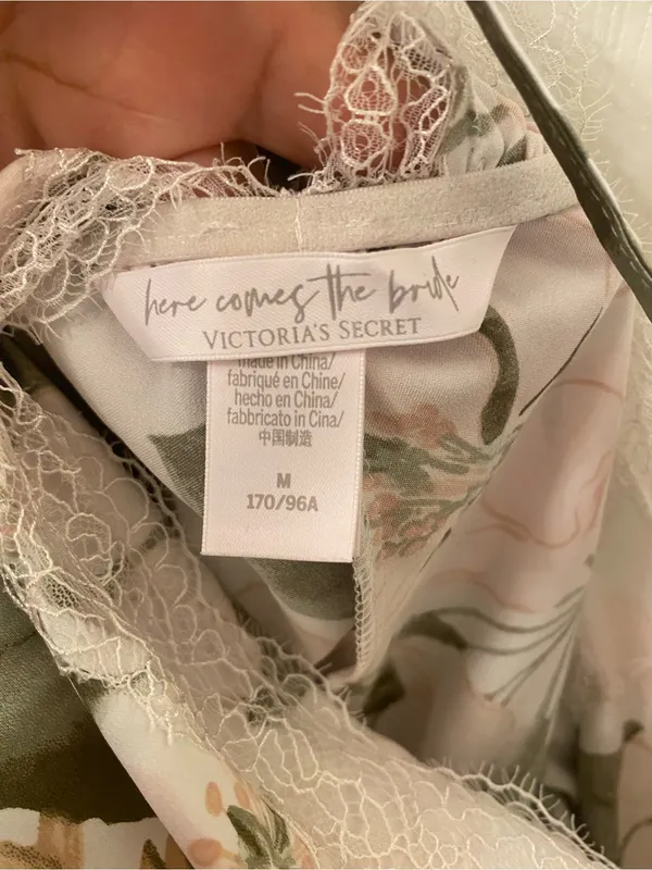 Victoria's Secret Floral Lace-Trim Satin Romper - Pink & Green - Image 10
