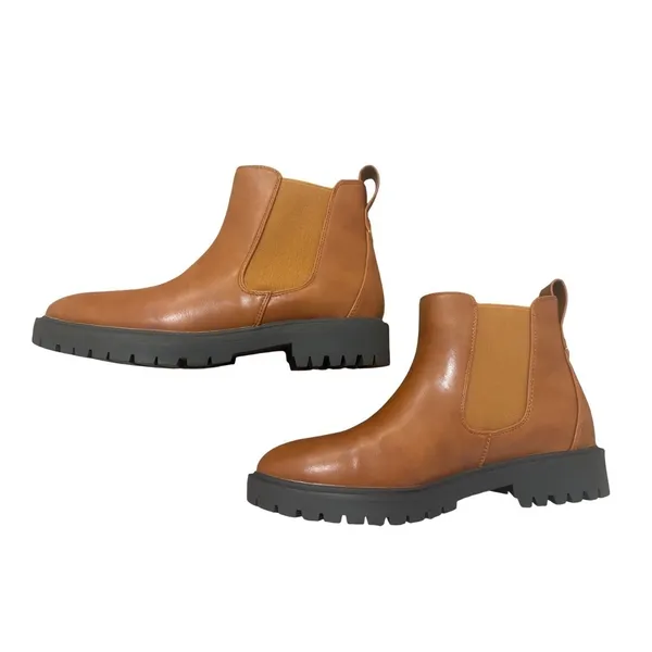 Ankle Boots Women's 7.5 Brown Lug Sole Pull On Booties - Image 3
