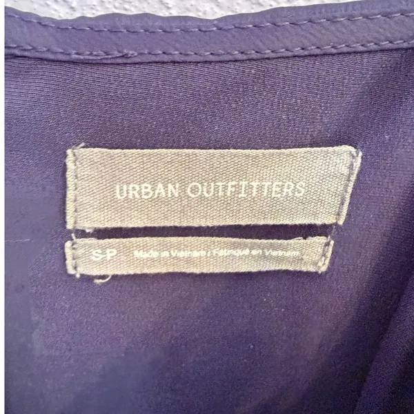 Urban Outfitters Lace Trim Satin Slip Dress Blue‎ Cinched Mini Romantic Size S - Image 4