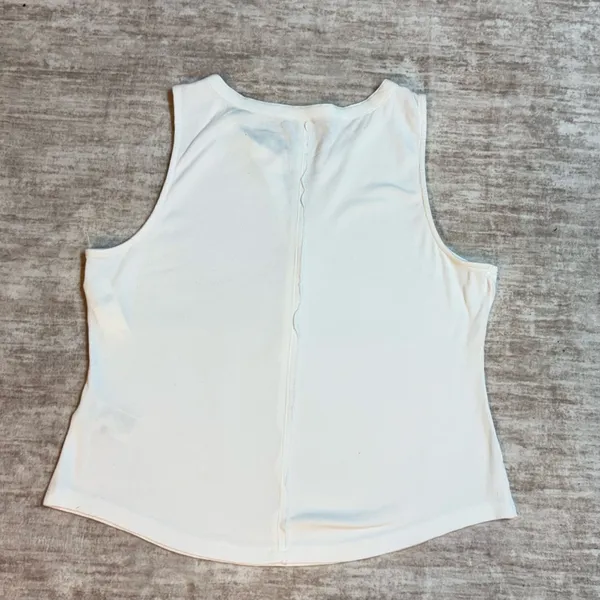 Pilcro Womens XL White Ribbed Sleeveless V-neck Button Tank Top New Basic Casual - Image 7