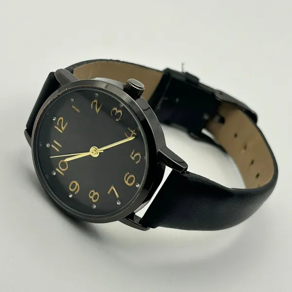 Black Tone Crystal and Gold Hourly Dial Women’s Fashion Watch Working - Image 4