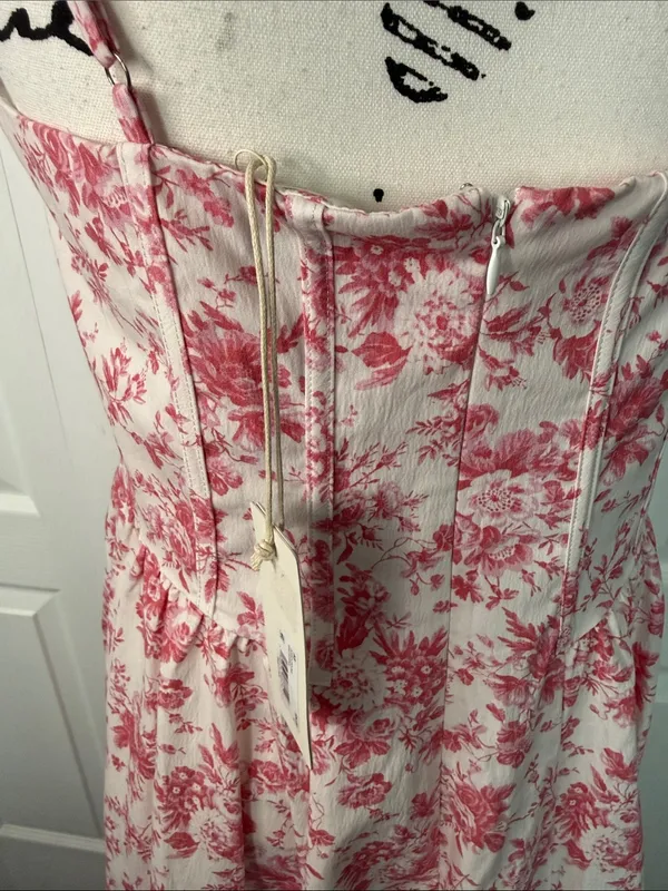 Altar'd State White Maxi Dress with Pink Floral Print - Image 2