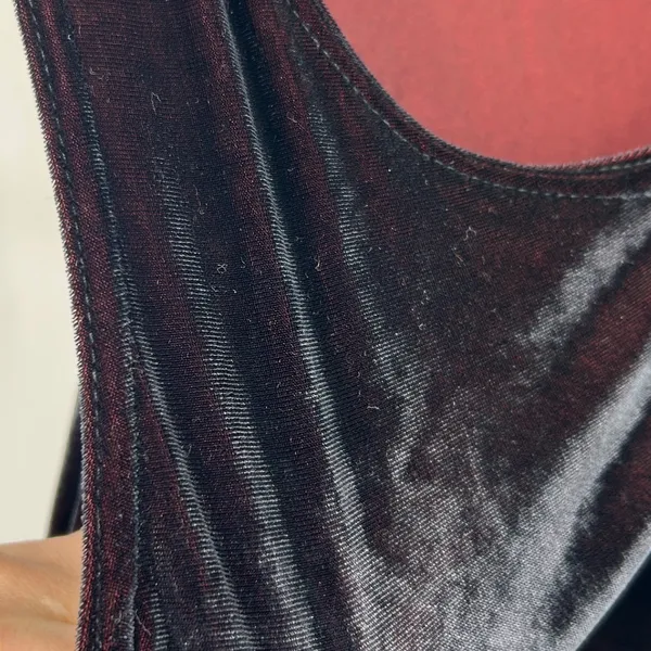 Vintage Black‎ Burgundy Velvet Floral Embroidered Boho Whimsigoth Maxi Dress S - Image 7