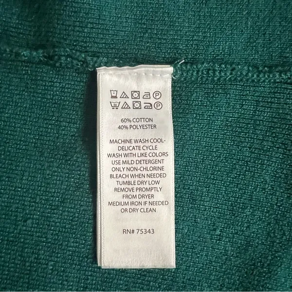 Women’s Max Studio Drawstring Mock Neck Teal Green Sweater Cotton Blend Medium - Image 5