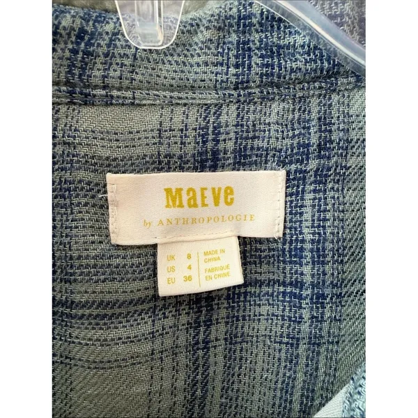 Maeve Green Button Down Velvet Shirt Size 4 - Image 2