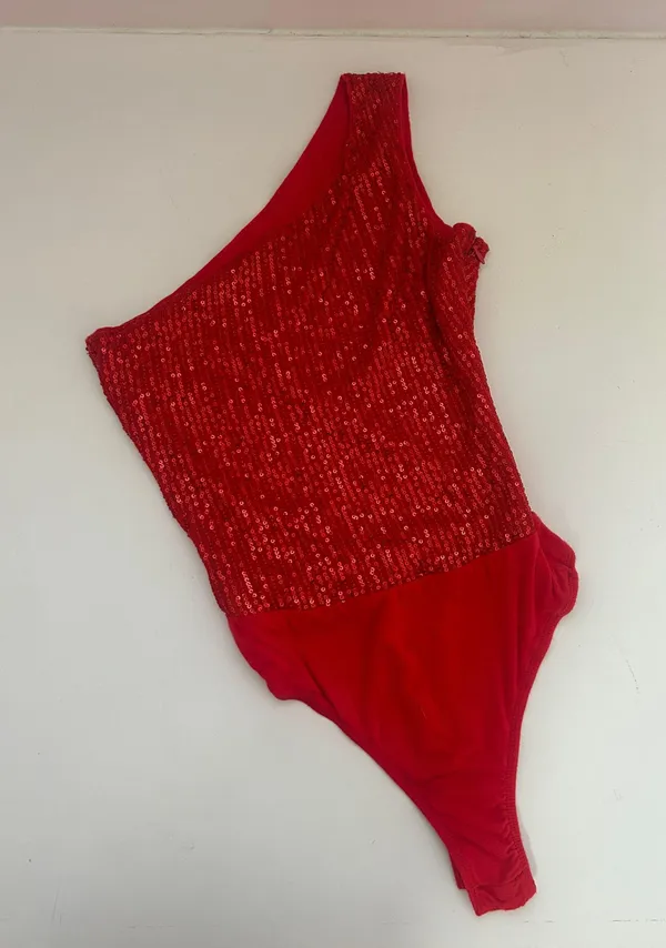 Revolve Supper down Red Sparkles Body Suit - Image 2