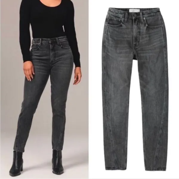 Abercrombie & Fitch curve love huge rise skinny black wash jeans size 28/6 short - Image 2
