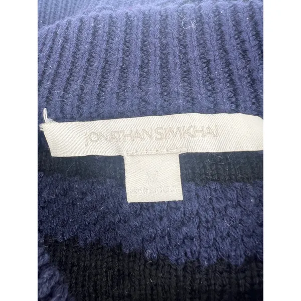 Jonathan Simkhai Tassel Fringe Knit Wool Sweater Black Blue‎ Stripe - Image 8