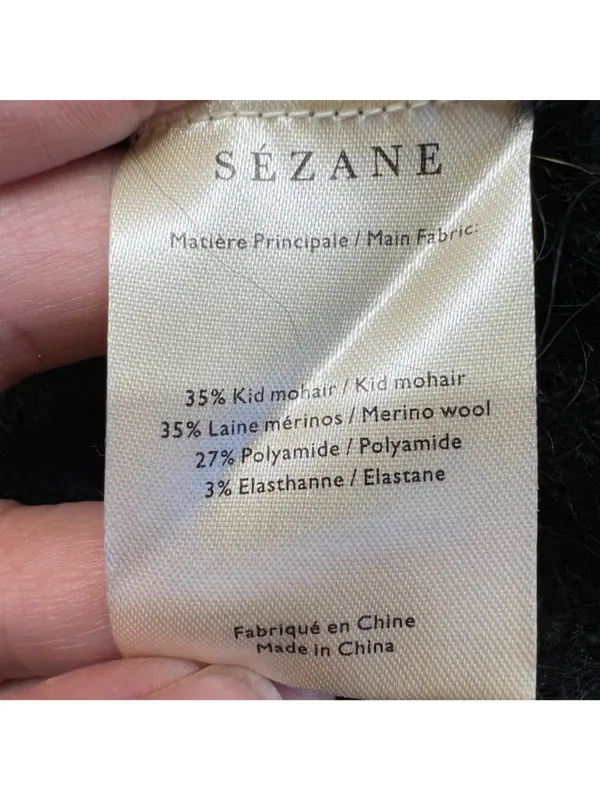 Sézane La Maille Black Sweater Floral Embroidery Size XS Cottage Folk Nouveau - Image 9