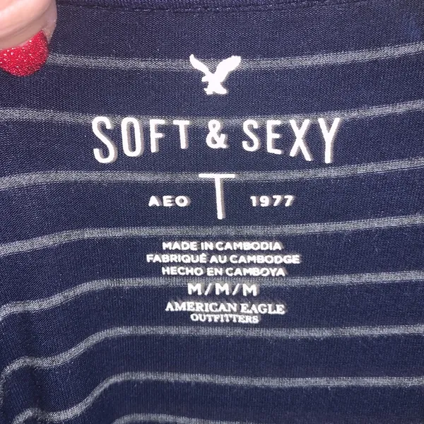 American Eagle soft & sexy blue striped long sleeve top - Image 6