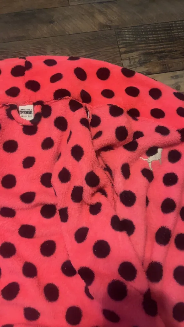 PINK Polka Dot Robe Victoria's Secret Plush - Image 3