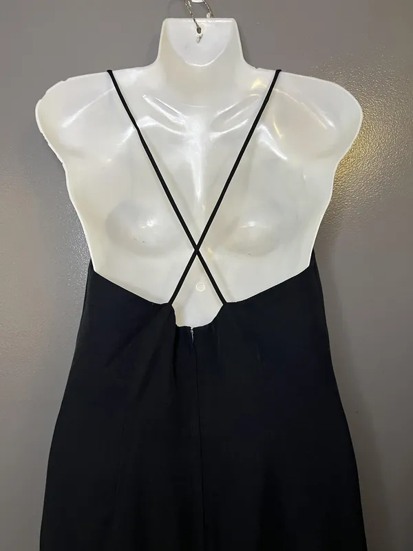 Vintage Joseph Ribkoff Dress Womens 12 Black Sweetheart Slip Spaghetti Strap - Image 7