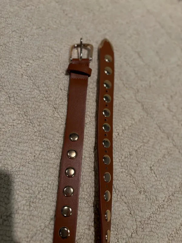 Brown Gold Studded Statement Belt Western Boho - Image 2