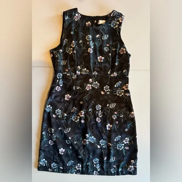 VINTAGE 90s Y2K Women’s Mini Sleeveless‎ Navy Floral Dress Size 11/12 - Image 3