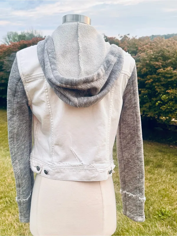 Free People Knit Hooded Denim Jacket - Image 9