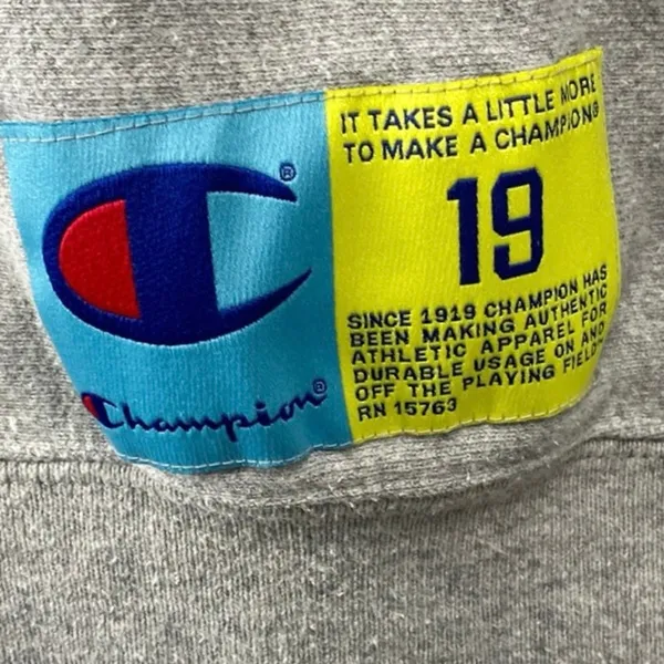 Champion Reverse Weave Gray Pink Logo Spellout Long Sleeve Sweatshirt Top Size L - Image 4