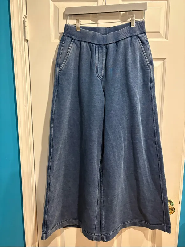 COS Denim-Wash Jersey wide leg pants blue sz S streetwear minimalist - Image 4