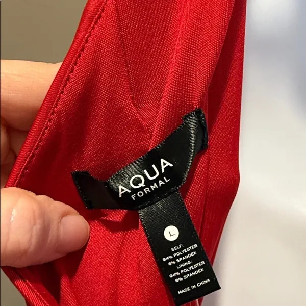 AQUA One Shoulder Ruched Bodycon Mini Dress Red Formal Glam NWT‎ L - Image 10