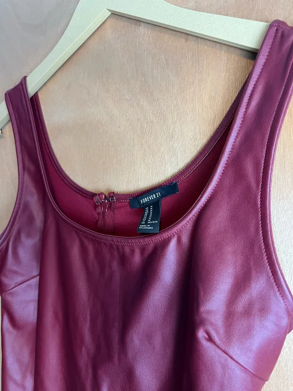 Forever 21 Burgundy Leather Dress - Image 2