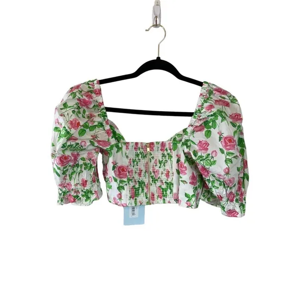 Hill House the Isabella Top pink roses Size M NWT - Image 7