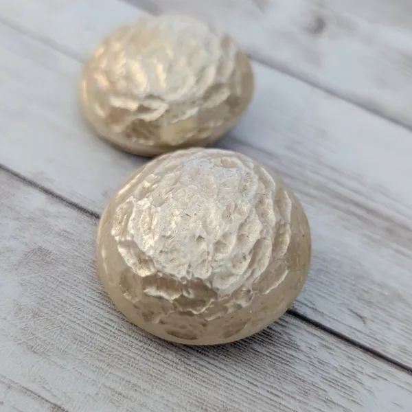 Vintage Clip On Earrings Light Golden Tone Large Chunky Statement 1 & 3/8" - Image 3
