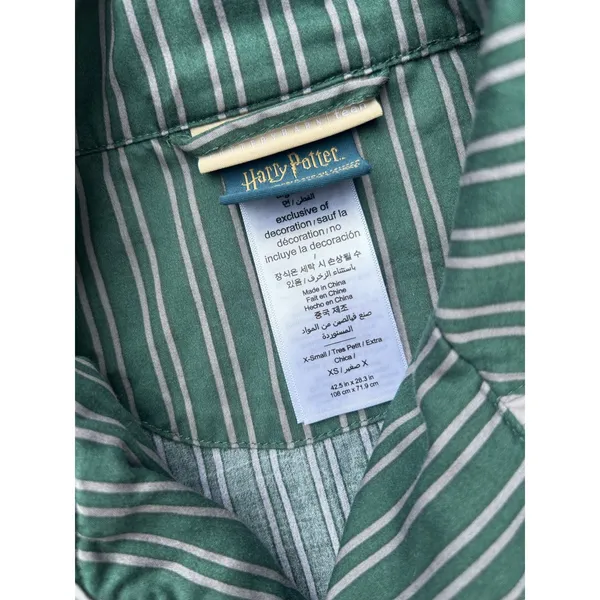 Slytherin Pajama Set Harry Potter x Pottery Barn Teen Size XS Green Button Down - Image 12
