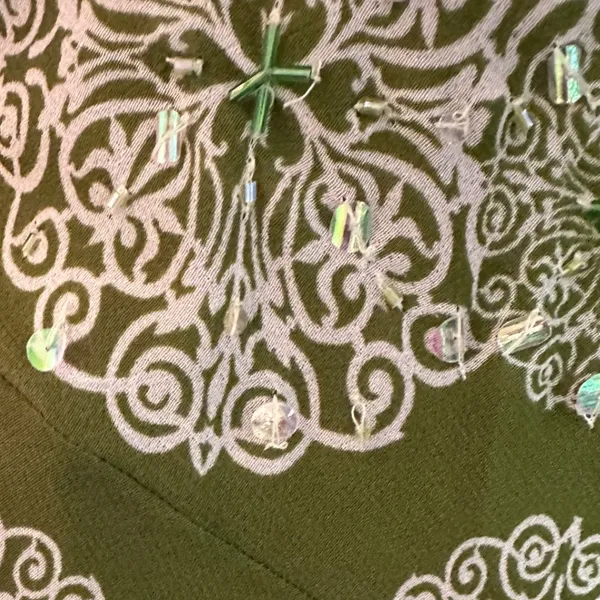 Robbie Bee Vintage Green Medallion Cowl Neck Handkerchief Dress Size 6 Fairycore - Image 9
