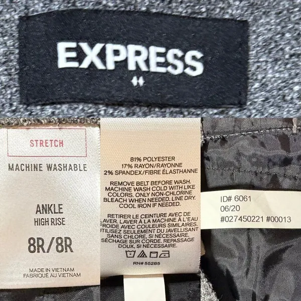Express Gray Paperbag Waist Ankle Pants | High Rise Belted | Size 8 - Image 7