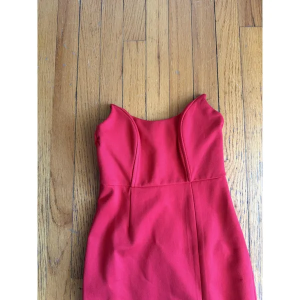 Superdown Dress Womens XS Red Strapless Sweetheart Bodycon Slit Formal - Image 3