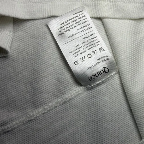 Quince Soft White Micro-Rib Long Sleeve T Shirt Size Medium Organic Cotton - Image 3