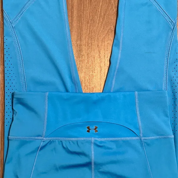 Under Armour Women Compression Tights Pants Sky Blue Size Medium - Image 4
