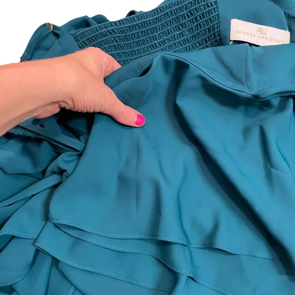 Amanda Uprichard Aida Teal Ruffle Wide Leg Jumpsuit - Image 8