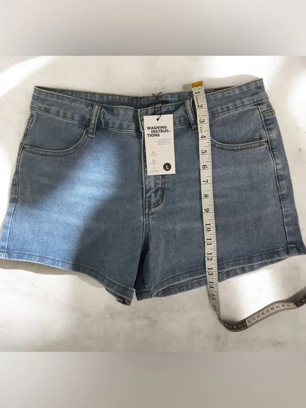 Brand Light Blue Denim Jean Shorts - Casual Mid-Rise - Image 4