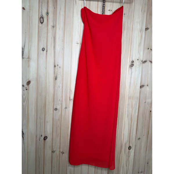 NWOT Lulus Rawya Red Orange Strapless Maxi Dress Holiday Party NYE Formal Size M - Image 5