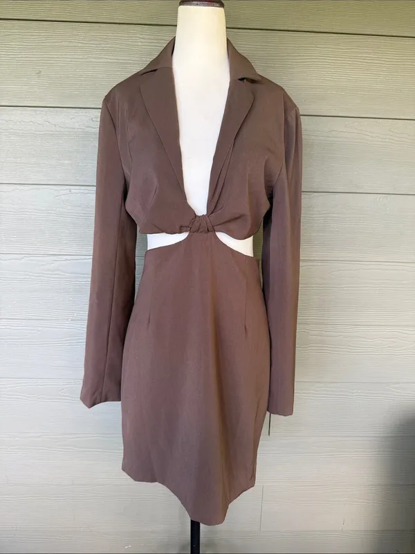 Princess Polly Brown Cutout Knot Mini Dress - Image 2