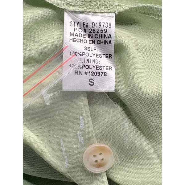 Entro Porch Swing Sips Mini Dress Pear Green Ruffle Button Front Small‎ NWT - Image 9