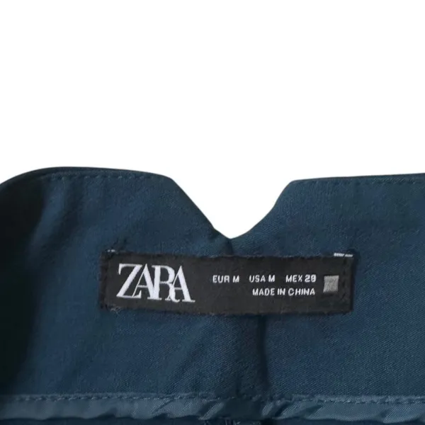 Zara Women Medium Blue High Rise Tapered Dress Pants Trousers V-Back Notch |0293 - Image 4