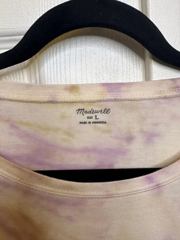 Madewell Tie Dye Long Sleeve Shirt | Purple, Tan, Cream | Casual Top | Size L - Image 3