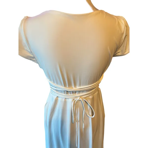 White Dress Square Neck NWOT Size L Flare Skirt Midi - Image 4