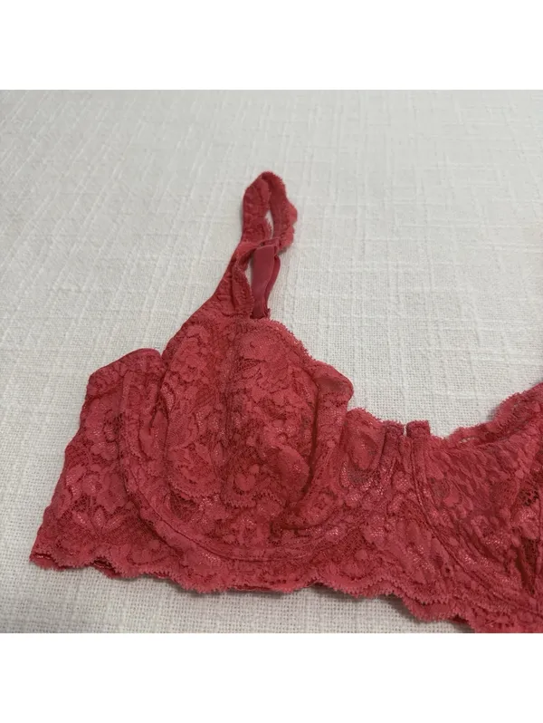 Cosabella Prettie Bra Coral Pink Lace Sz 32D Underwire Unlined Made In Italy - Image 10