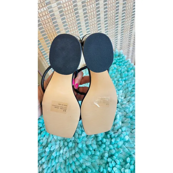 Lemonade golden chunky heel trendy strappy slides slip in shoes sz 6.5 - Image 5